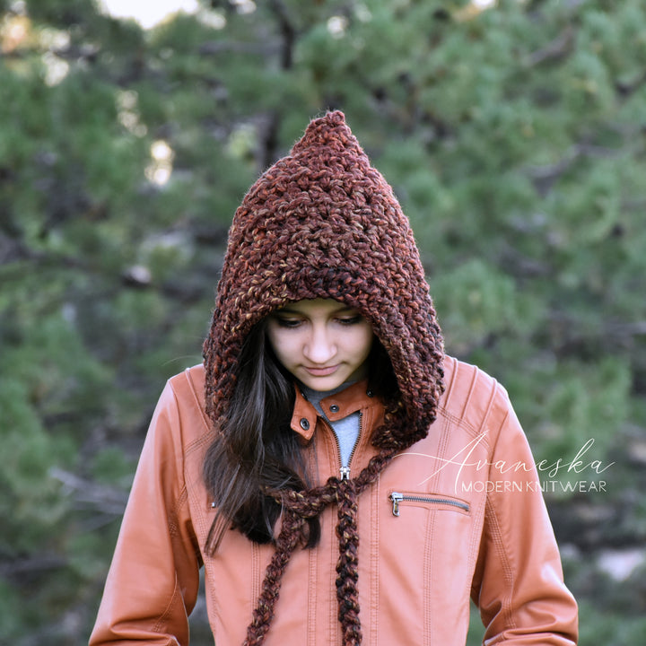 Large Knit Chunky Hood Hat with Ties | THE YORK