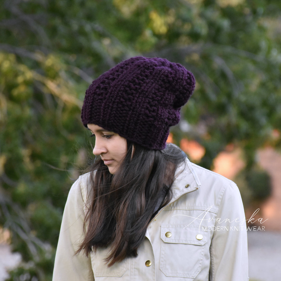 Knitted Chunky Woolen Winter Slouchy Hat Beanie Toque | THE ASTRA