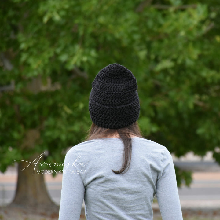 Merino Wool Blend Crochet Fold Over Brim Beanie Hat | THE ANAIS
