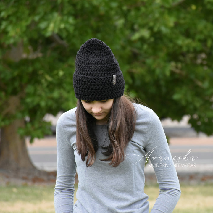 Merino Wool Blend Crochet Fold Over Brim Beanie Hat | THE ANAIS