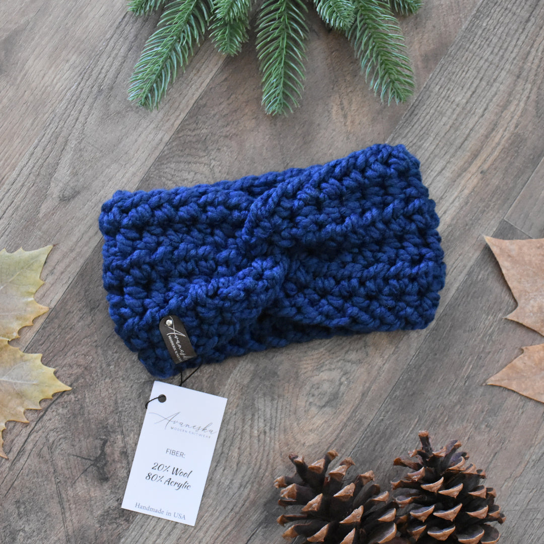 Knit Turban Twisted Ear Warmer Headband | THE VERA