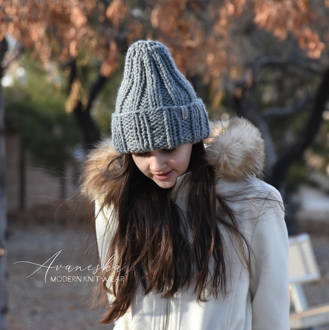 Knitted Folded Brim Chunky Winter Woolen Women Girls Beanie Hat | THE KHLOE