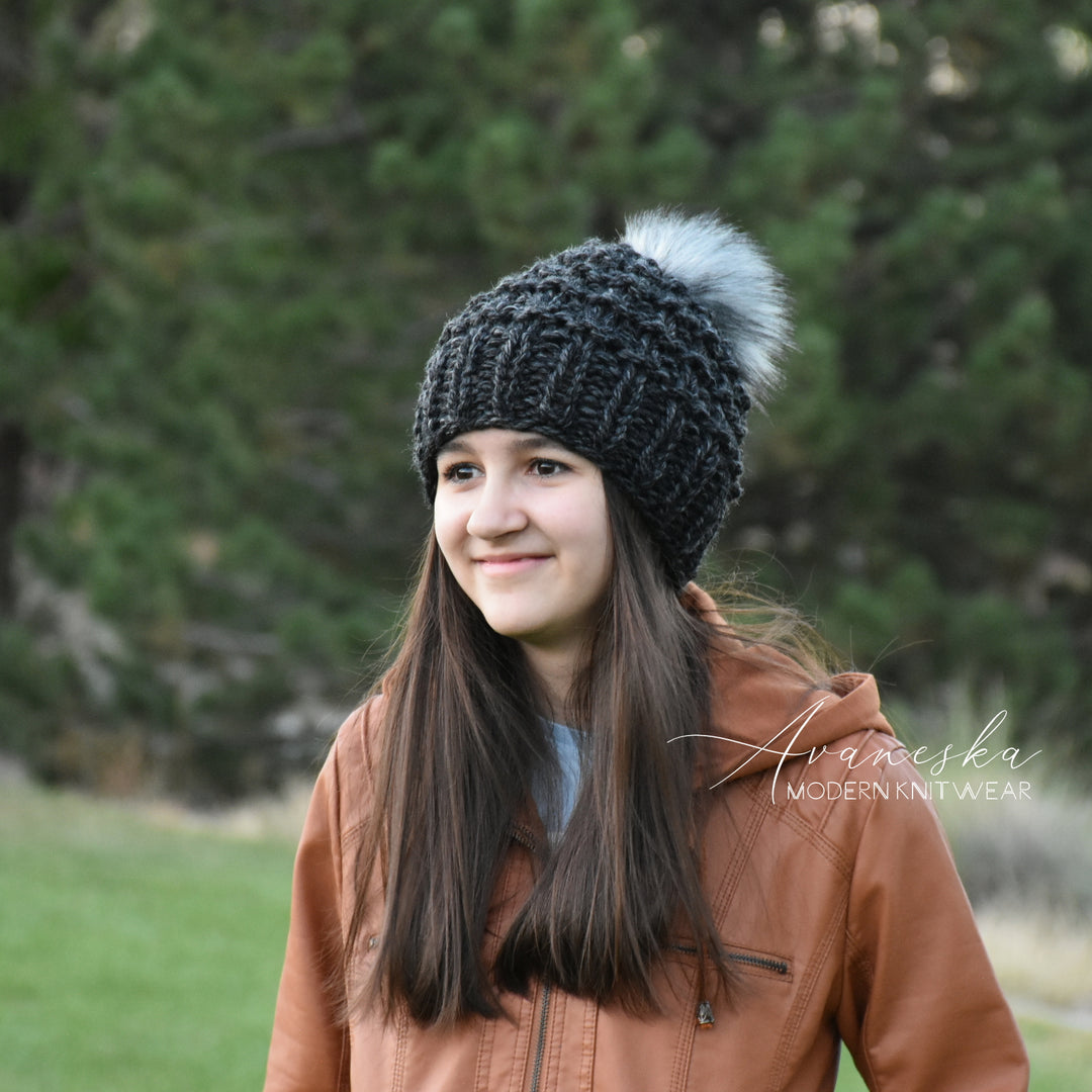 Knit Chunky Fur Pom Pom Woolen Winter Slouchy Hat | THE GLORIA