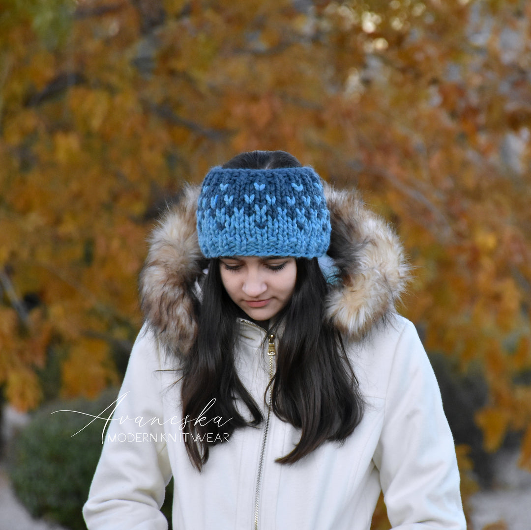 Knit Chunky Fair Isle Nordic Women Ear Warmer | THE HOLLI