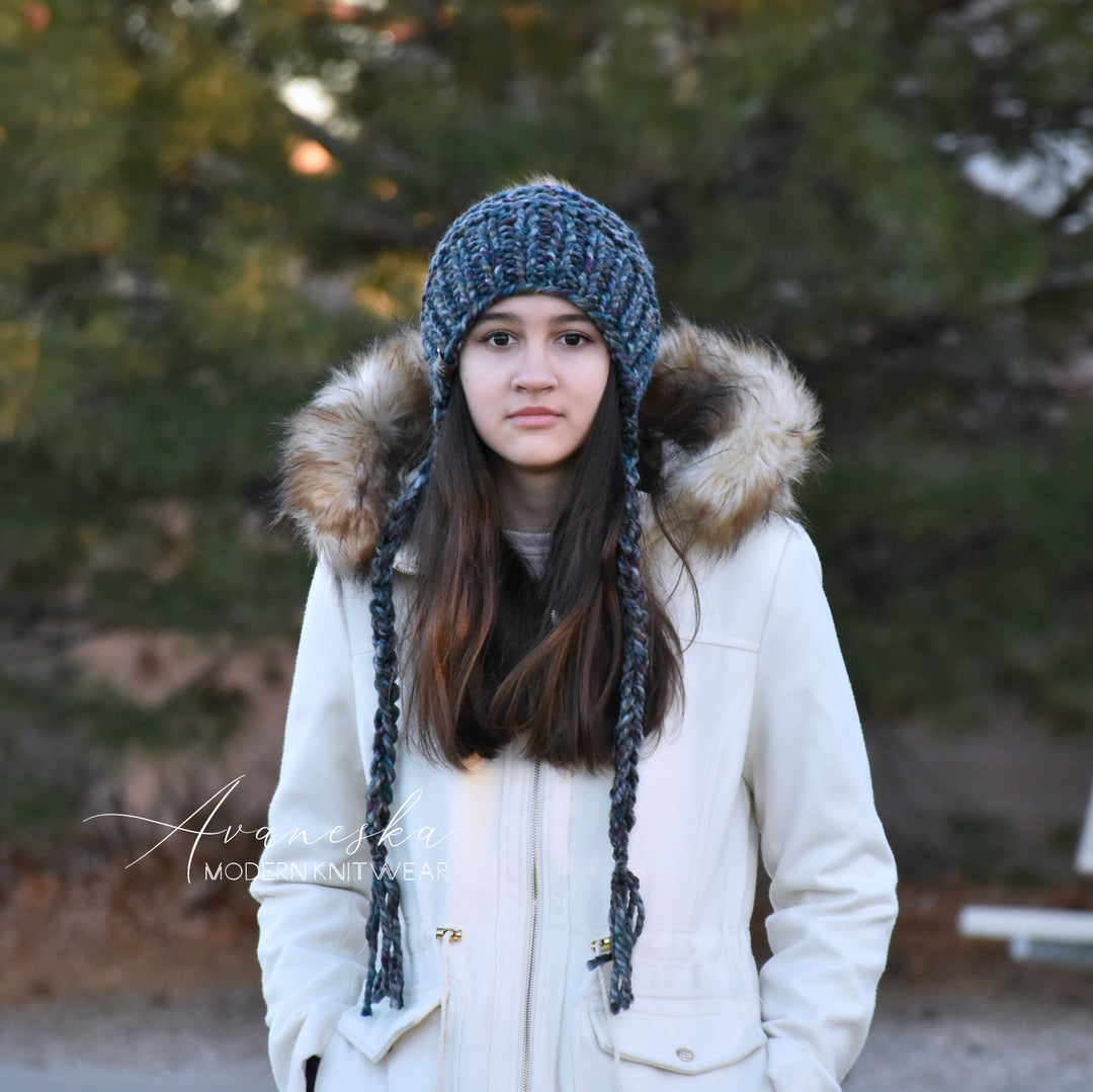 Knit Chunky Woolen Winter Bonnet Style Hat With Faux Fur Pom