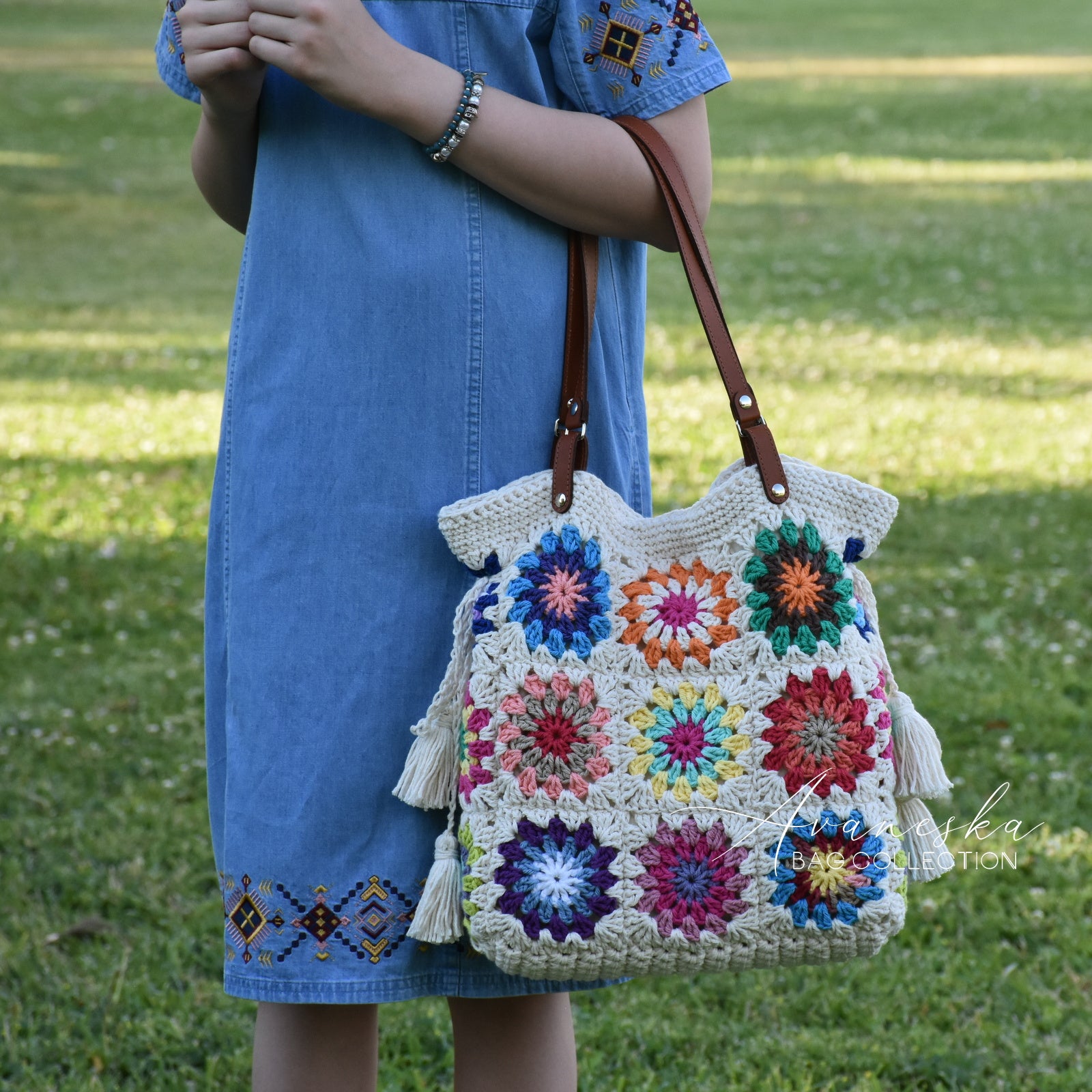 Crochet Granny Squares Tote Bag | DOLORES – Avaneska Knitwear