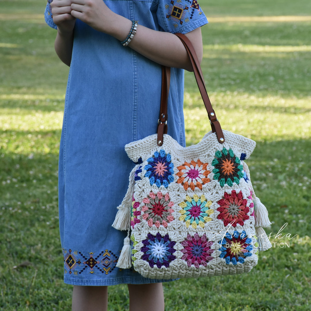 Crochet Granny Squares Tote Bag | DOLORES
