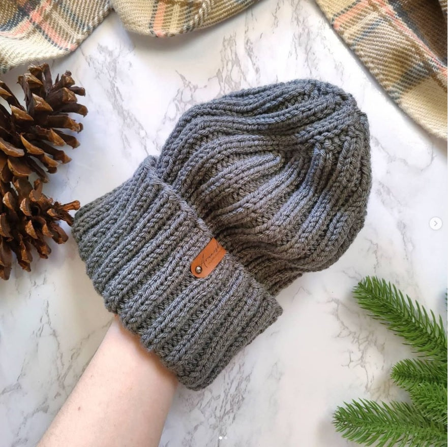 Non-Wool Folded Brim Knit Unisex Slouchy Beanie Hat | The JUNIE